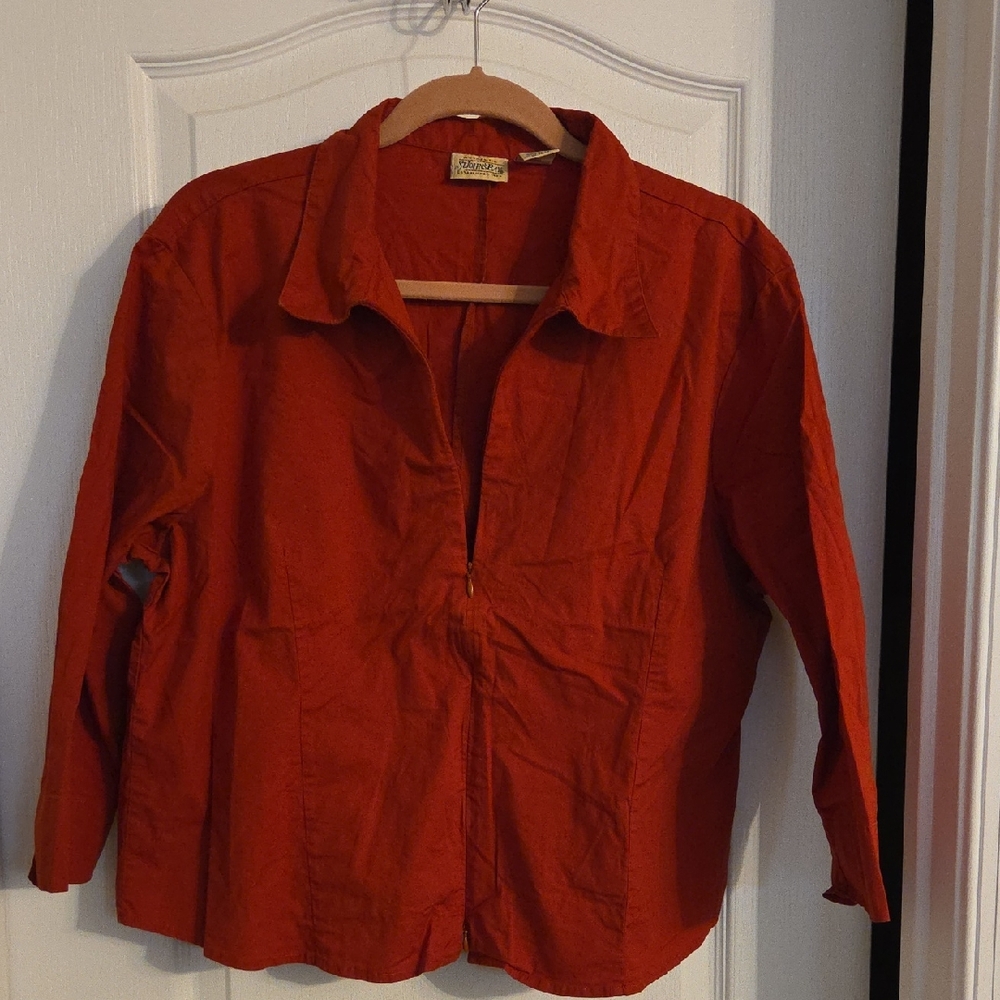 St. John's Bay Rust Orange Zip Front Shirt
